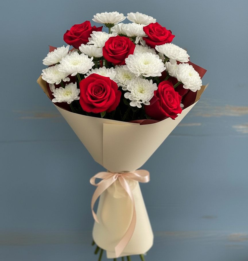 Букет цветов из: Розы и Хризантемы в Ногинск-5