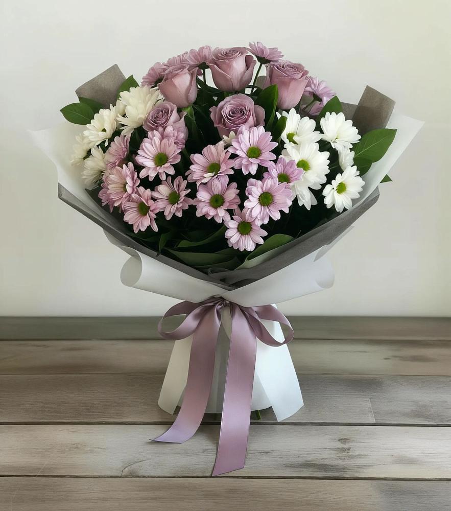 Букет цветов из: Хризантемы и Розы в Ногинск-5