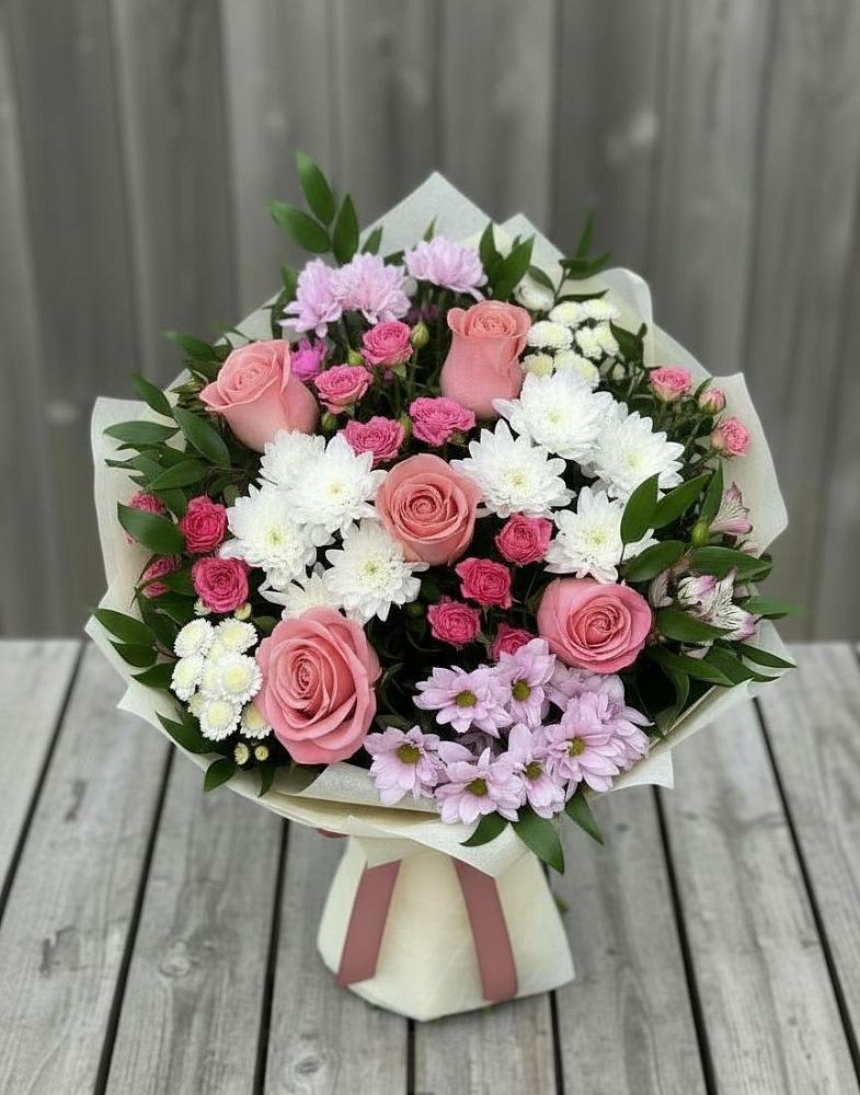 Букет цветов из: Альстромерии, Гвоздики, Розы и Хризантемы в Ногинск-5