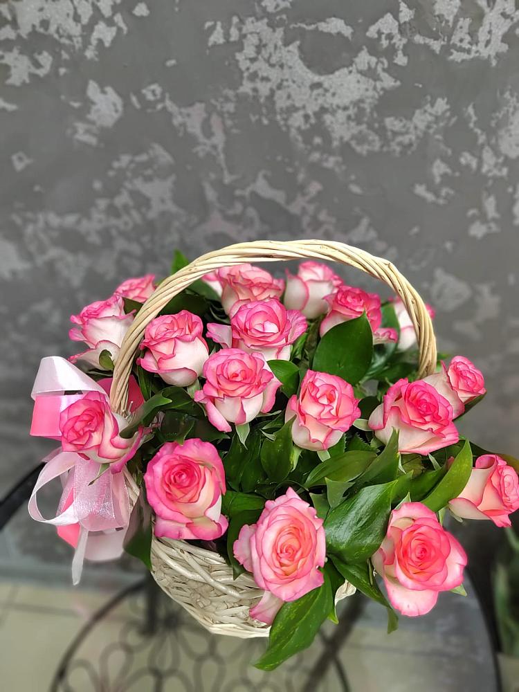 Цветочная композиция из Розы в корзине в Ногинск-5