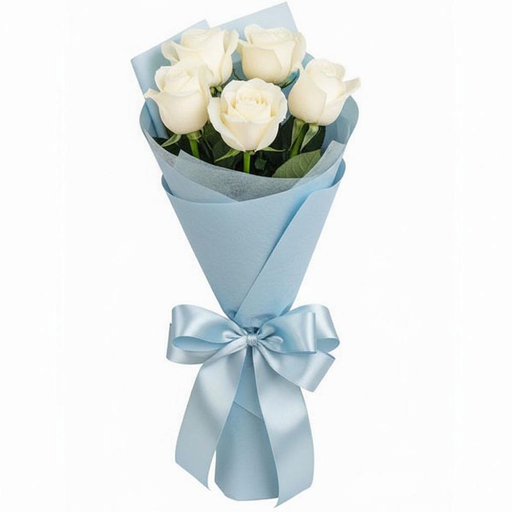 Букет 5 Белых роз Проуд в Ногинск-5