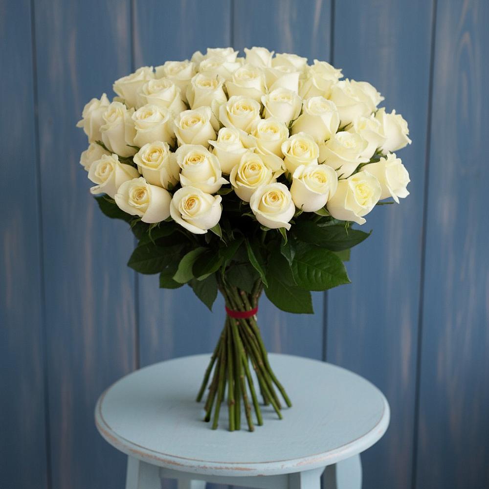 Букет 51 Белая роза Эдлесс Лав в Ногинск-5