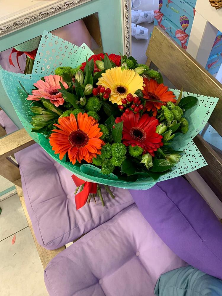 Букет цветов из: Герберы, Хризантемы и Альстромерии в Ногинск-5