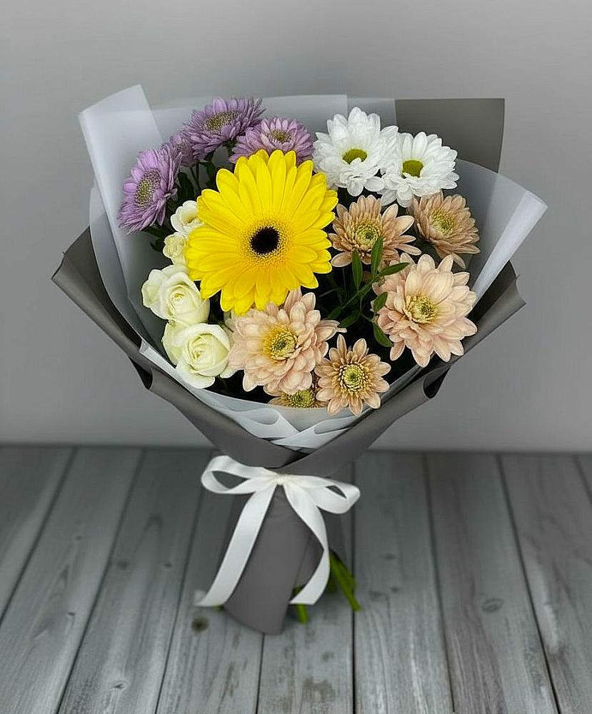 Букет цветов из: Розы, Герберы и Хризантемы в Ногинск-5
