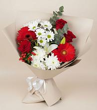Букет цветов из:  Розы, Хризантемы, Герберы и Лилии в Ногинск-5