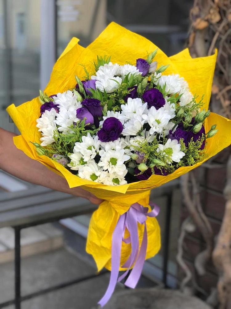 Букет цветов из: Ирисы, Хризантемы и Ромашки в Ногинск-5