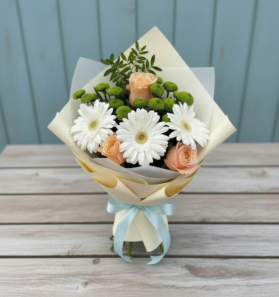 Букет цветов из: Герберы, Розы и Хризантемы в Ногинск-5