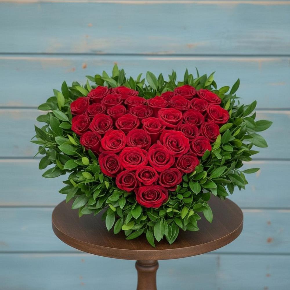 Цветочная композиция из Розы в виде сердца в Ногинск-5