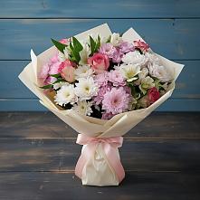 Букет цветов из:  Хризантемы, Альстромерии и Розы в Ногинск-5