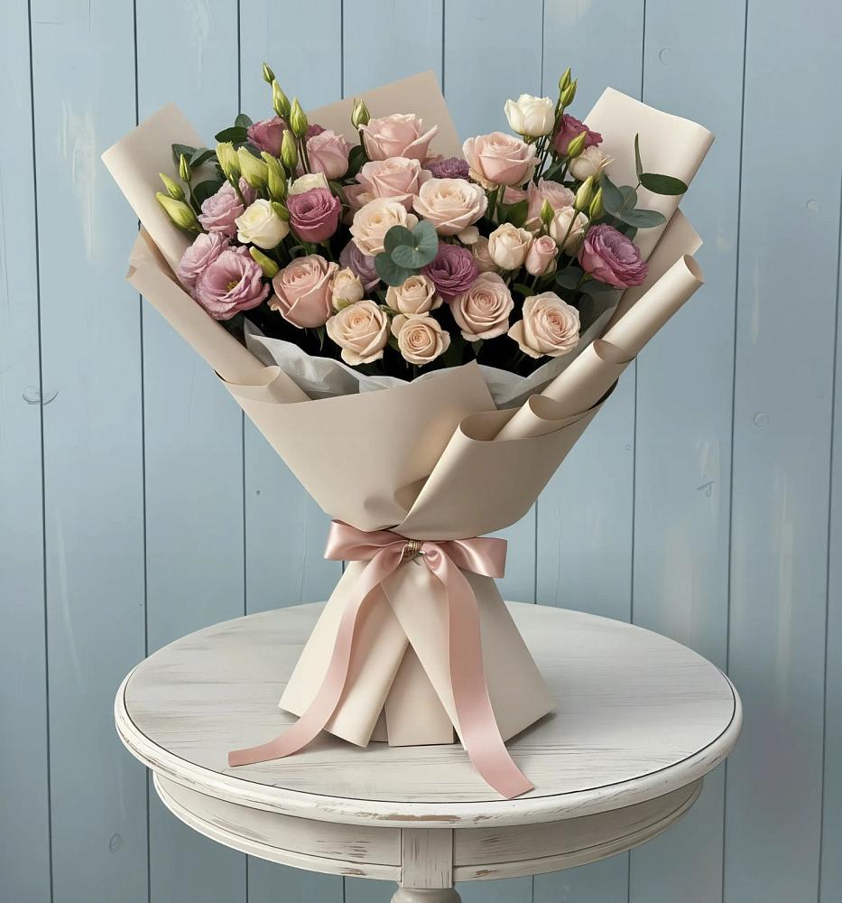 Букет цветов из: Розы и Лизиантусы в Ногинск-5