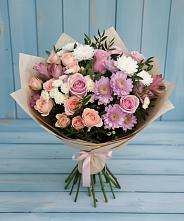 Букет цветов из:  Хризантемы, Розы и Альстромерии в Ногинск-5