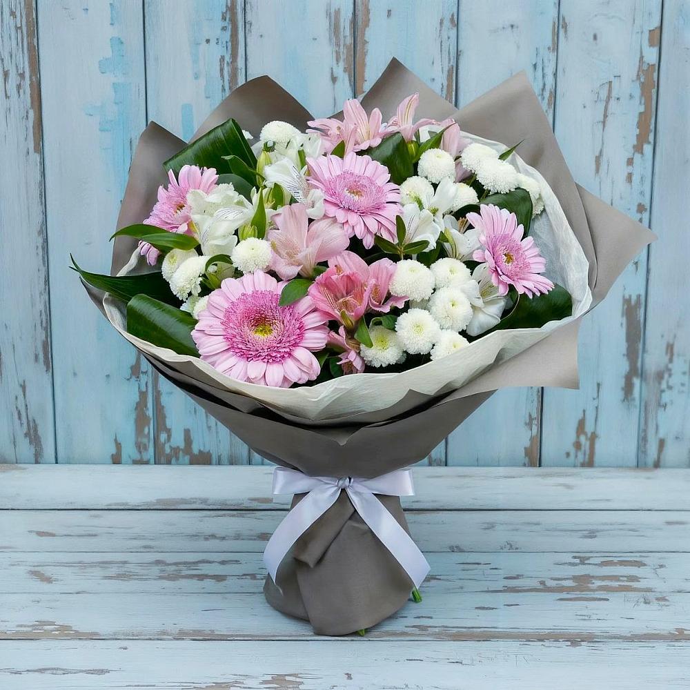 Букет цветов из: Герберы, Альстромерии и Хризантемы в Ногинск-5