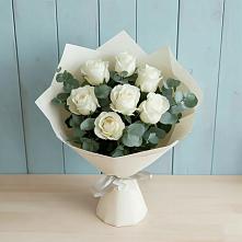 Букет Белые розы в Эвкалипте в Ногинск-5