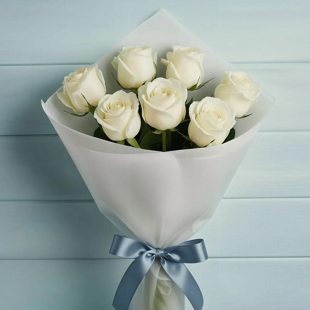 Букет 7 Белых роз Эдлесс Лав в Ногинск-5