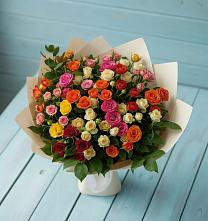 Букет Микс из разноцветных кустовых роз в Ногинск-5