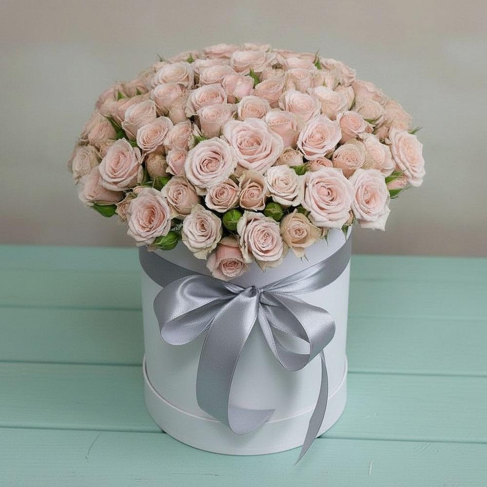 Цветочная композиция из Розы в шляпной коробке в Ногинск-5