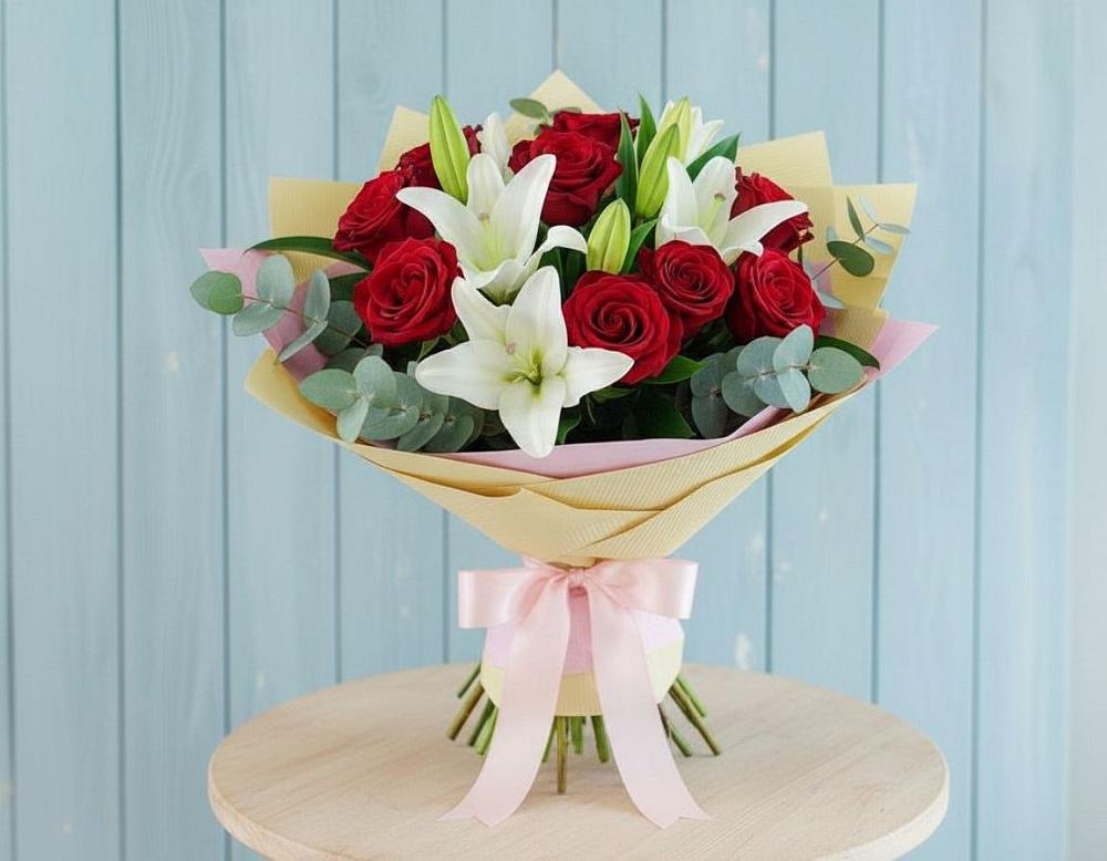 Букет цветов из: Лилии и Розы в Ногинск-5